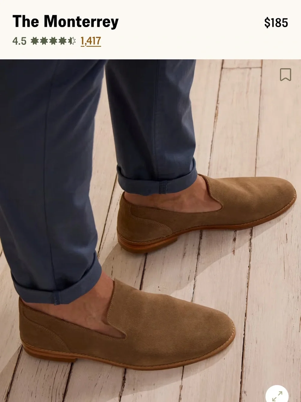 Tecovas Monterrey Men’s Loafer - Granite Suede